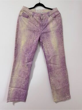 Vintage Roberto Cavalli Python Print Jeans Y2K Pastel Python Print Denim Size XL